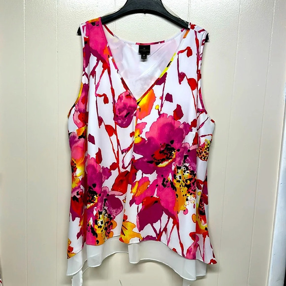 Worthington layered Sleeveless Floral Blouse Sz2X - Picture 1 of 8